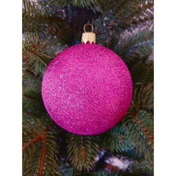 Новогодний шар "Блестки" Ø80мм малиновый, цена за набор 4шт